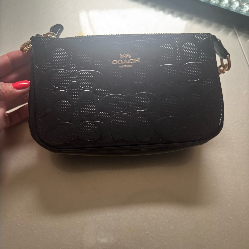 Coach Black Embossed Clutch